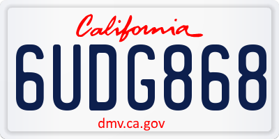 CA license plate 6UDG868