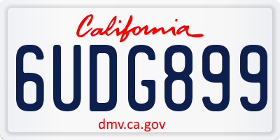 CA license plate 6UDG899