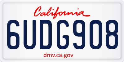 CA license plate 6UDG908