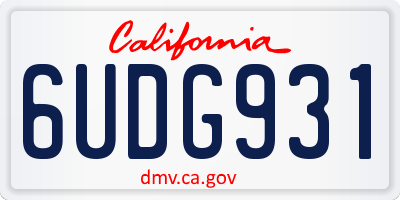 CA license plate 6UDG931