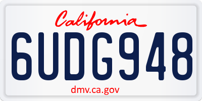 CA license plate 6UDG948