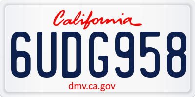CA license plate 6UDG958