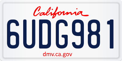 CA license plate 6UDG981