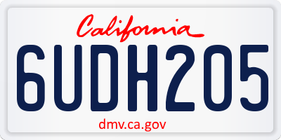 CA license plate 6UDH205