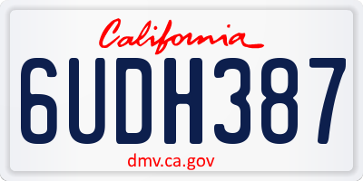 CA license plate 6UDH387