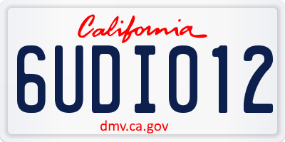 CA license plate 6UDI012