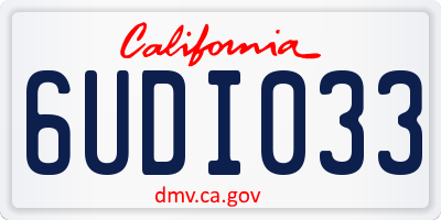 CA license plate 6UDI033