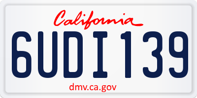 CA license plate 6UDI139