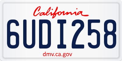 CA license plate 6UDI258