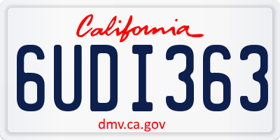CA license plate 6UDI363