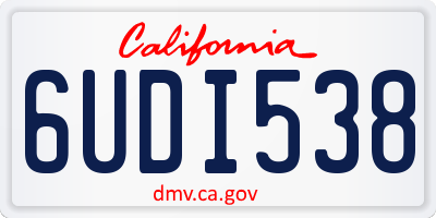 CA license plate 6UDI538