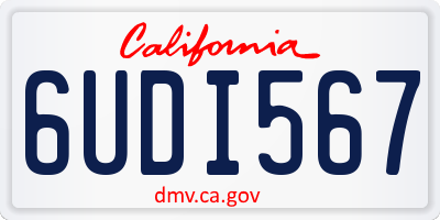 CA license plate 6UDI567