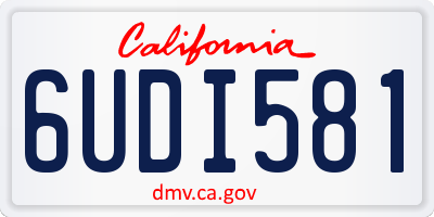 CA license plate 6UDI581