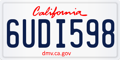 CA license plate 6UDI598