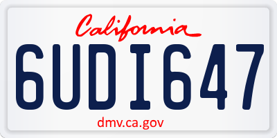 CA license plate 6UDI647