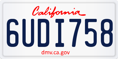CA license plate 6UDI758