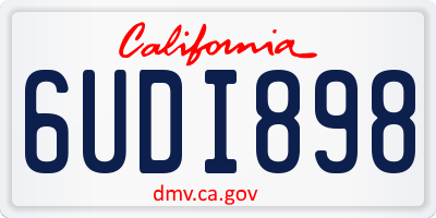 CA license plate 6UDI898