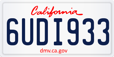 CA license plate 6UDI933