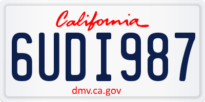 CA license plate 6UDI987