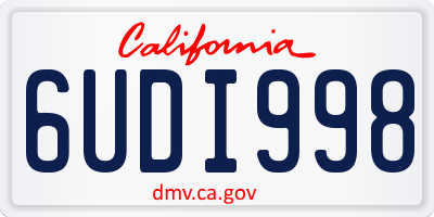 CA license plate 6UDI998