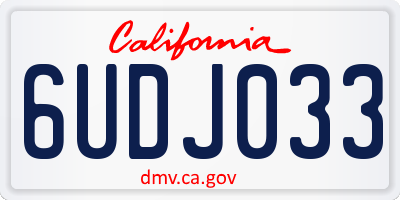 CA license plate 6UDJ033