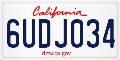 CA license plate 6UDJ034