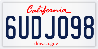 CA license plate 6UDJ098