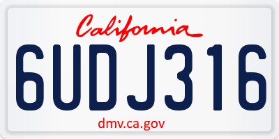 CA license plate 6UDJ316
