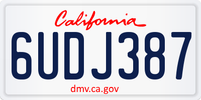 CA license plate 6UDJ387