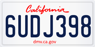 CA license plate 6UDJ398