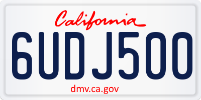 CA license plate 6UDJ500