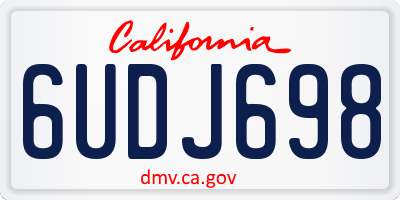 CA license plate 6UDJ698
