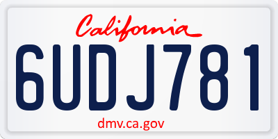 CA license plate 6UDJ781