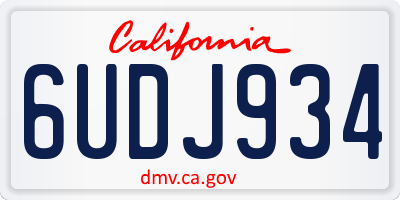 CA license plate 6UDJ934
