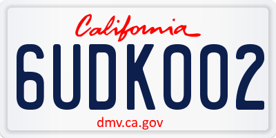 CA license plate 6UDK002