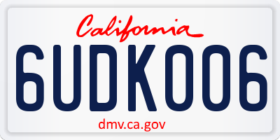 CA license plate 6UDK006