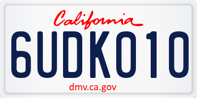 CA license plate 6UDK010
