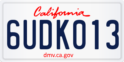 CA license plate 6UDK013