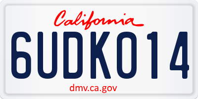 CA license plate 6UDK014