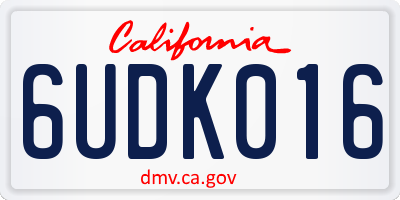 CA license plate 6UDK016