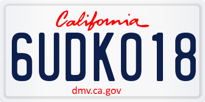 CA license plate 6UDK018