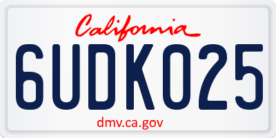 CA license plate 6UDK025