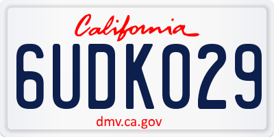 CA license plate 6UDK029