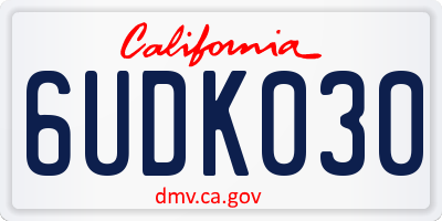 CA license plate 6UDK030