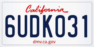 CA license plate 6UDK031