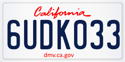 CA license plate 6UDK033