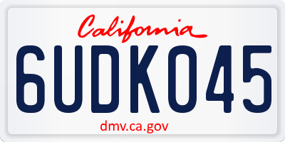 CA license plate 6UDK045