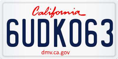 CA license plate 6UDK063