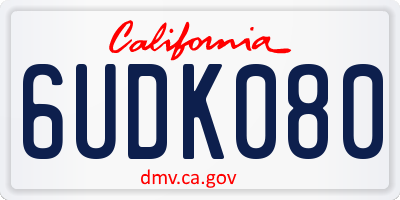 CA license plate 6UDK080