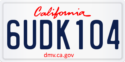 CA license plate 6UDK104
